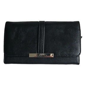NEW WOMEN'S TAHARI BLACK WALLET CENTERFOLD TRIFOLD CLUTCH WITH RFID